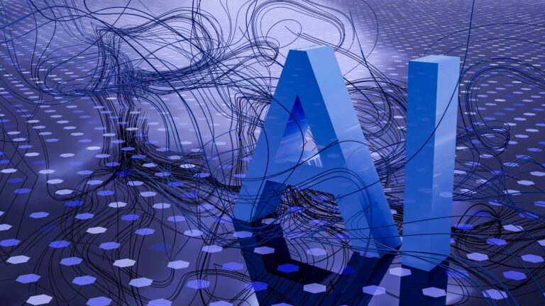 AI in large text over a dark background. it's a blog banner for best way to learn AI post.