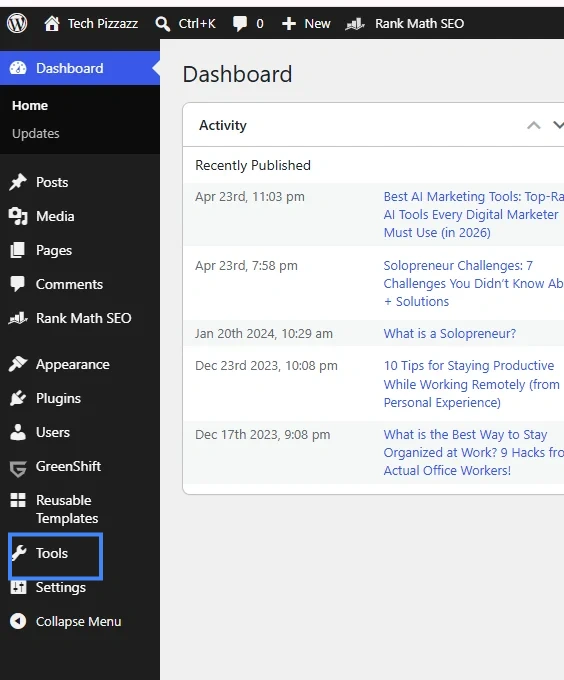 Importing a website into WordPress from Squarespace