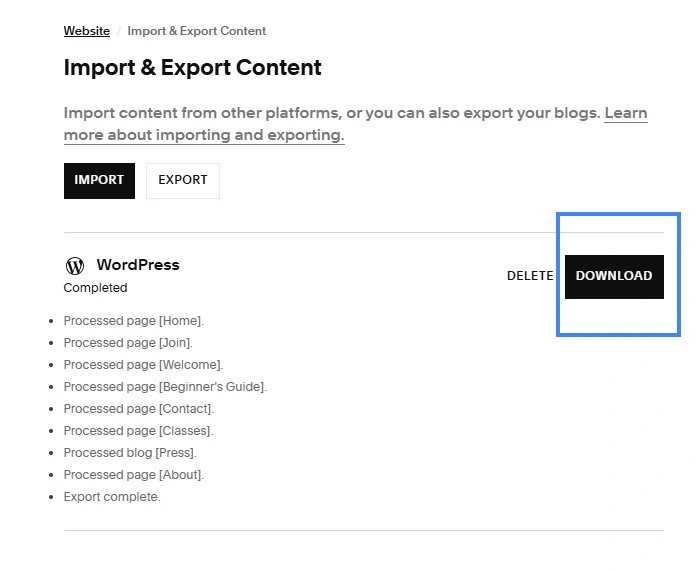 Move Squarespace website to WordPress