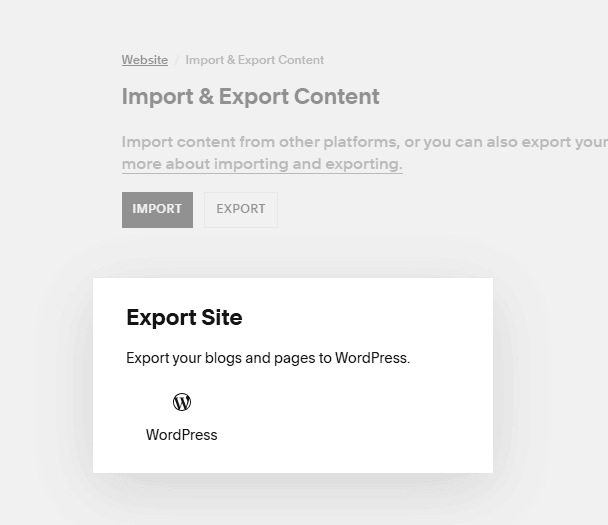 Exporting content from Squarespace site
